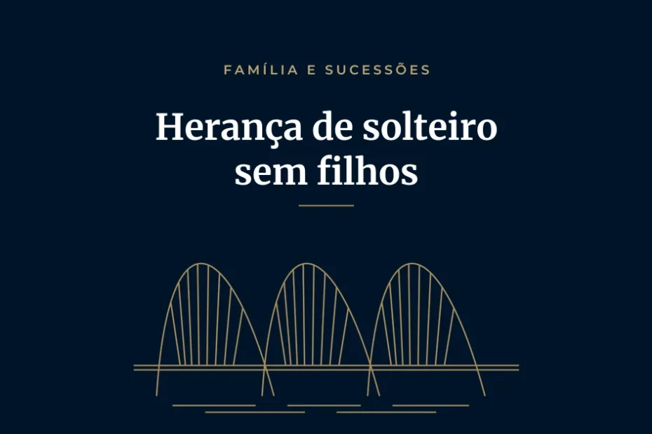 Capa do artigo "Quem recebe a herança de um solteiro sem filhos", com ilustração em traço dourado de Brasília