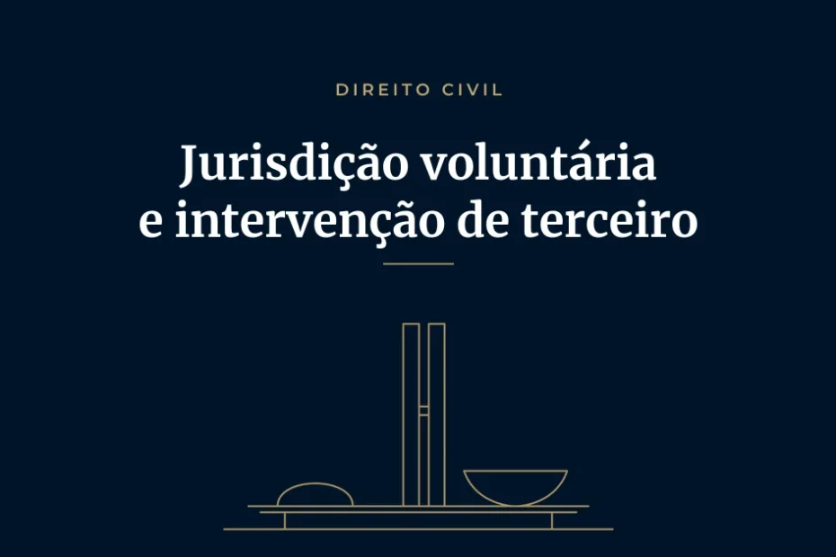 Capa do artigo "A Conversão do Procedimento de Jurisdição Voluntária em Contenciosa e a Intervenção de Terceiros em Ação Demarcatória/Retificatória de Área", com ilustração em traço dourado de Brasília